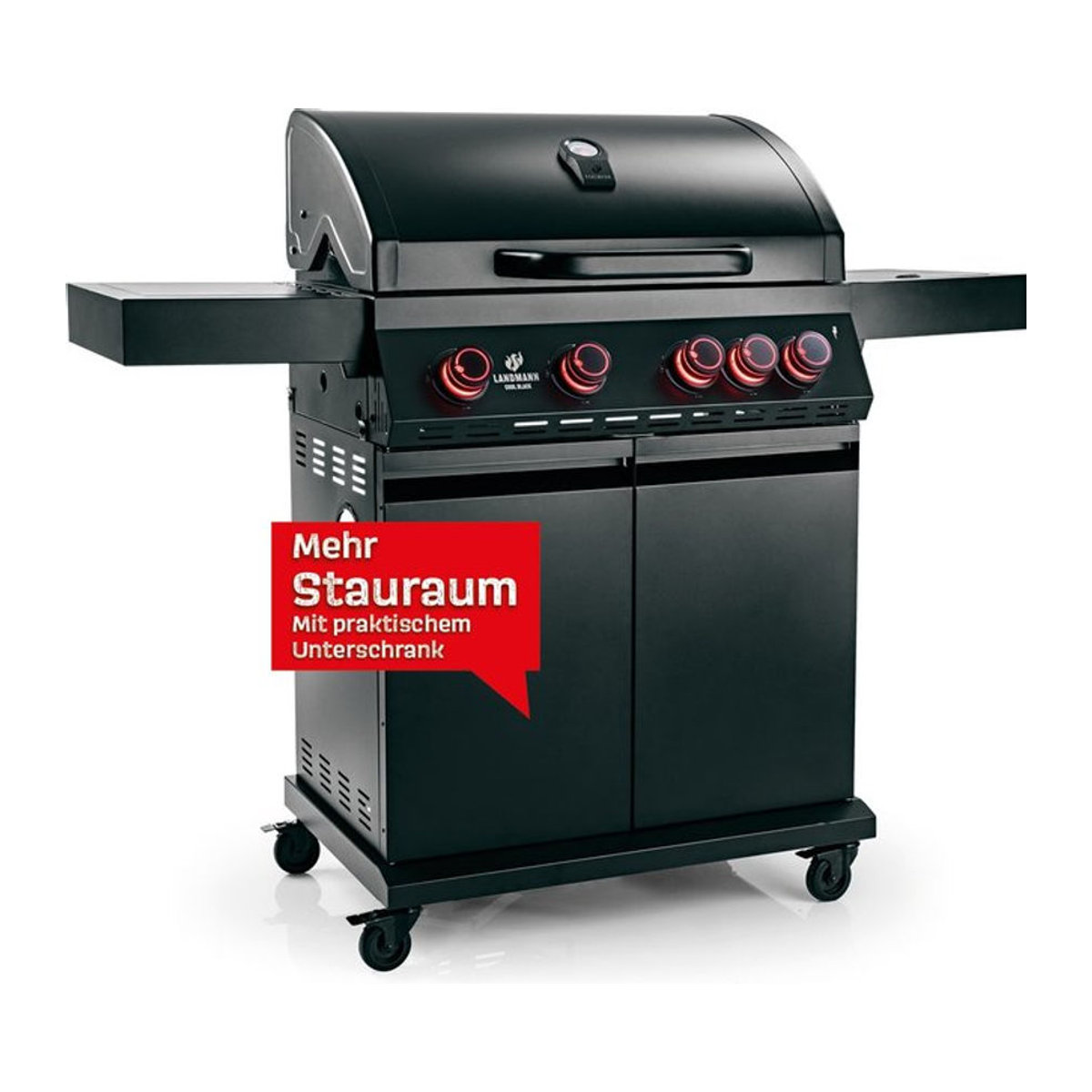 Landmann Gasgrill Cool Black 4.1 aus Stahl und Gusseisen in Schwarz, Breite: 150,5 cm, Höhe: 121 cm, Tiefe: 54 cm - Bild 4