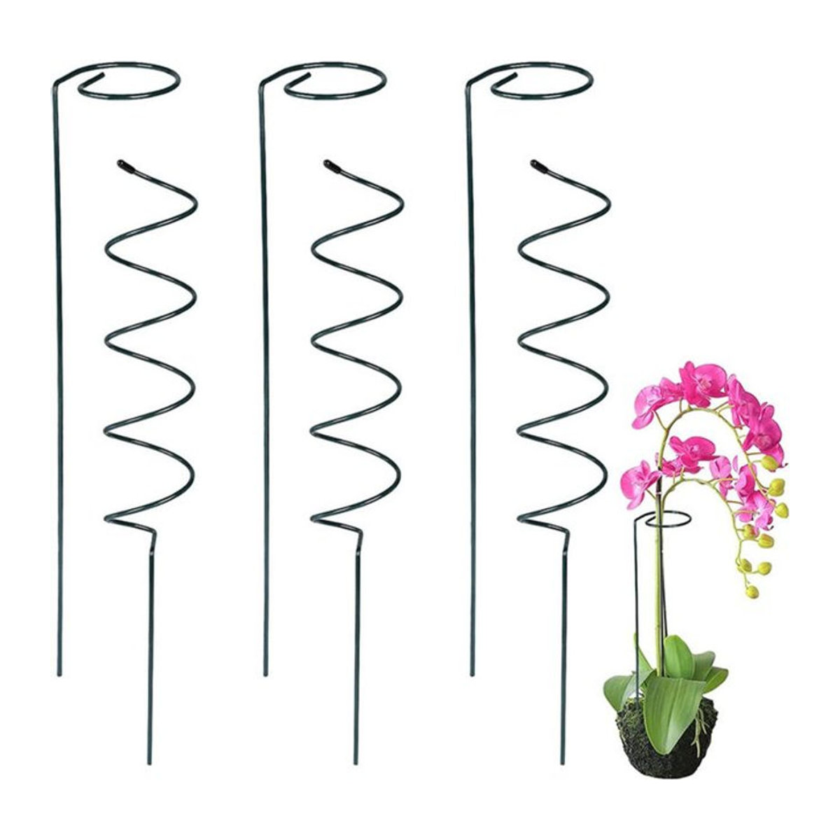 Langlebige Metall-Kletterpflanzenstütze in Grün für den Garten als Spiralpfahl und Pflanzenkäfigrahmen - Bild 1