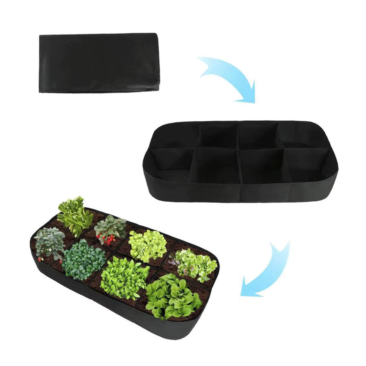 Langlebige Pflanzsäcke aus Filzstoff in Schwarz für die Gartenarbeit und den Gemüseanbau - Bild 3