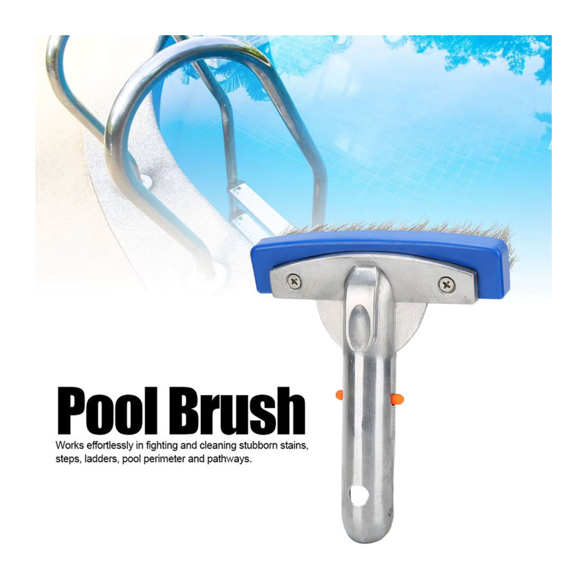 Langlebige Schwimmbadbürste aus Edelstahl in Blau zur Reinigung von Pool und Spa, 5,5 Zoll - Bild 6