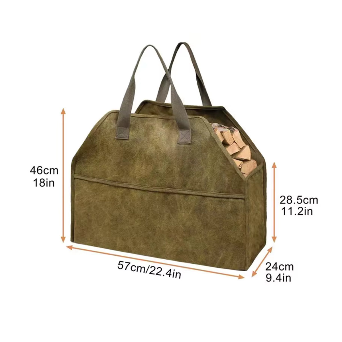 Langlebiger Log-Aufbewahrungshalter aus Segeltuch als tragbare Brennholztasche und Organizer für den Außenbereich - Bild 4