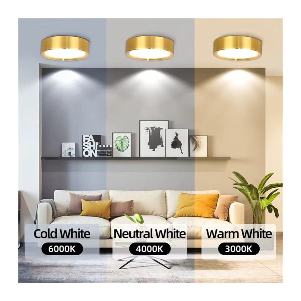 LANGYUE LED Deckenleuchte Goldene Moderne Aufputz-Downlights Strahler für Wohnzimmer - Bild 3
