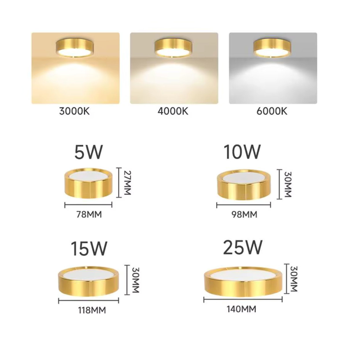LANGYUE LED Deckenleuchte Goldene Moderne Aufputz-Downlights Strahler für Wohnzimmer - Bild 5