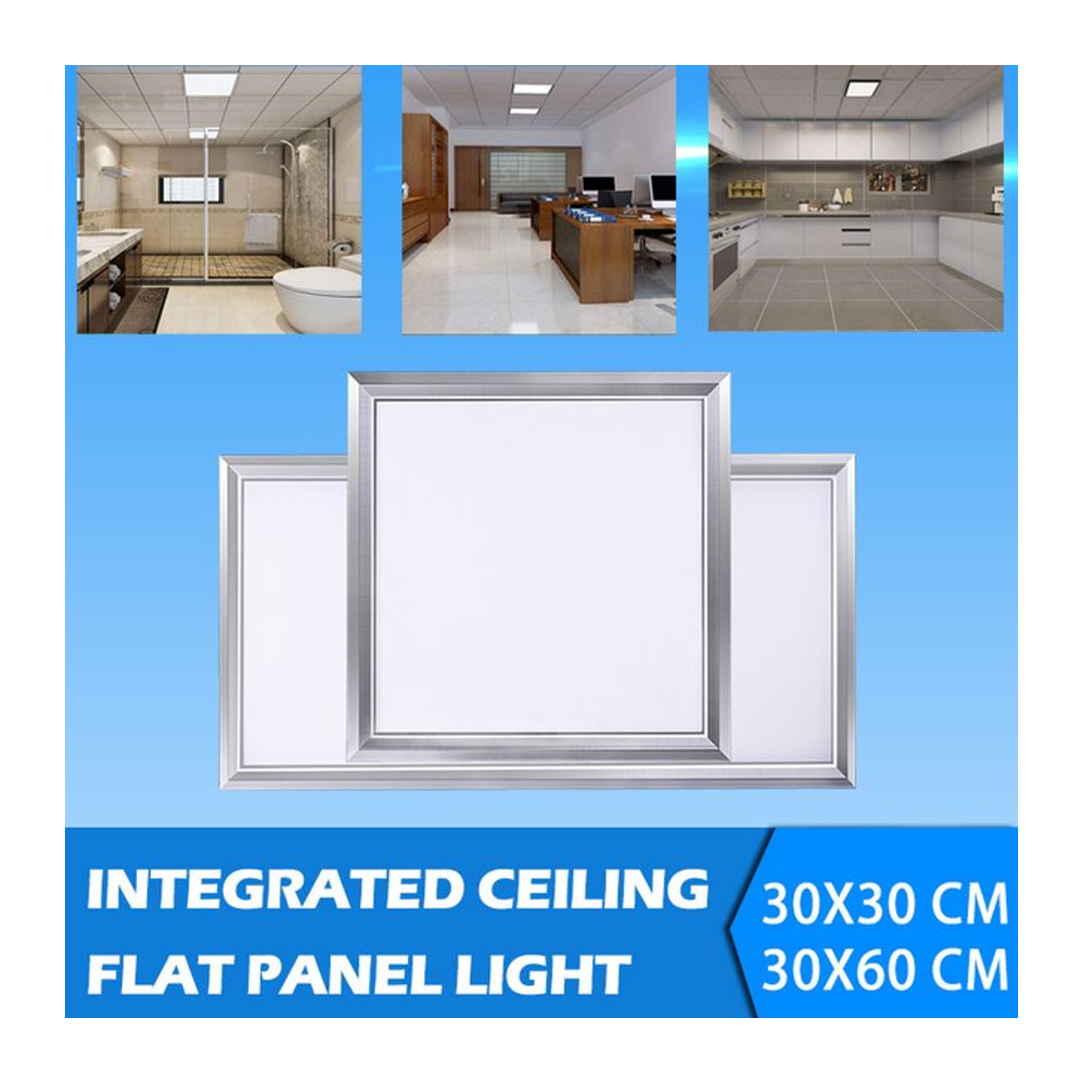 LANGYUE LED-Deckenleuchte Quadratisches Ultradünnes Panel in Weiß und Silber mit Kaltweißem Licht für Büro und Industrie im Minimalistischen Design - Bild 1