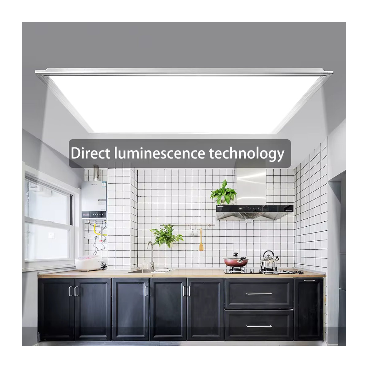 LANGYUE LED-Deckenleuchte Quadratisches Ultradünnes Panel in Weiß und Silber mit Kaltweißem Licht für Büro und Industrie im Minimalistischen Design - Bild 4