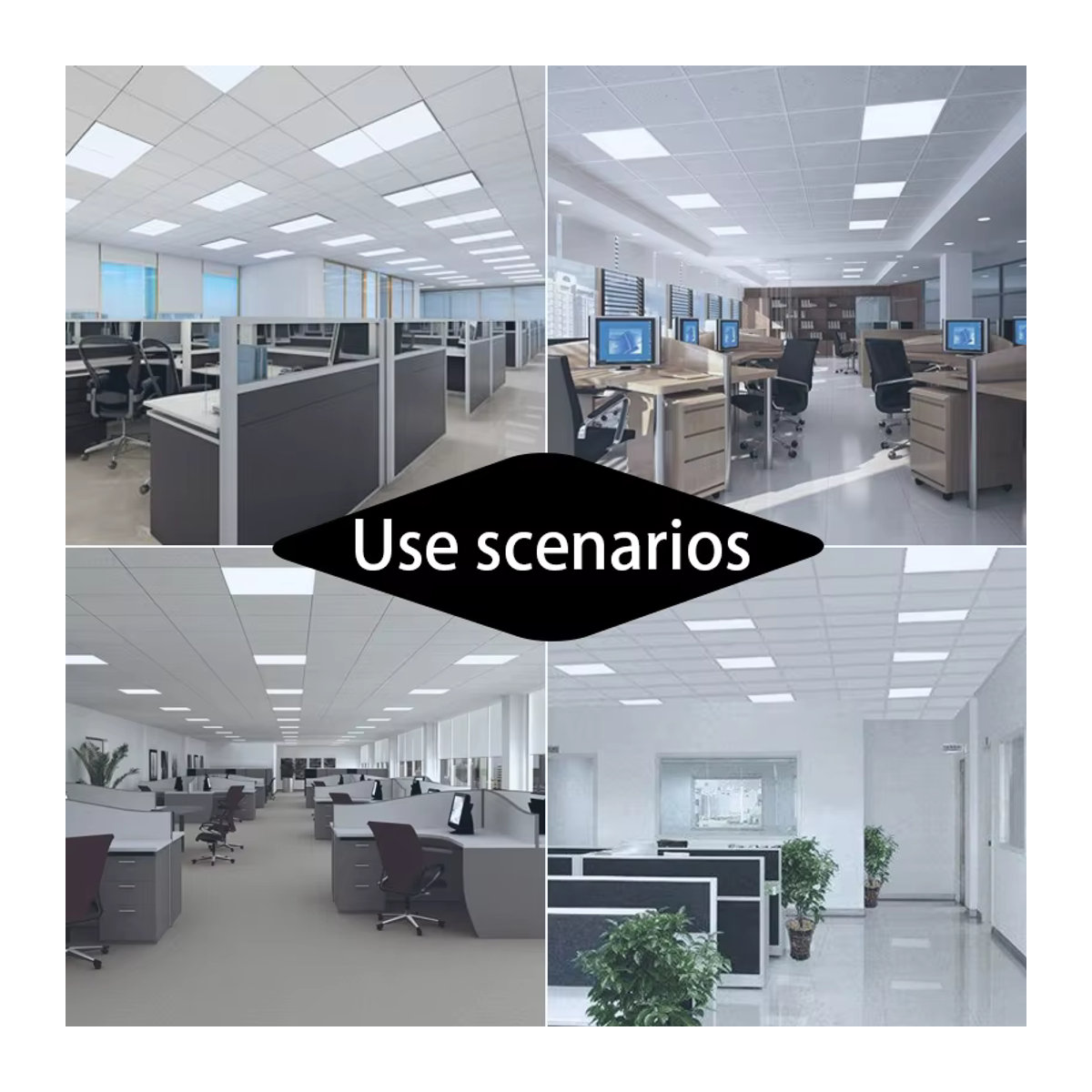 LANGYUE LED-Deckenleuchte Quadratisches Ultradünnes Panel in Weiß und Silber mit Kaltweißem Licht für Büro und Industrie im Minimalistischen Design - Bild 5