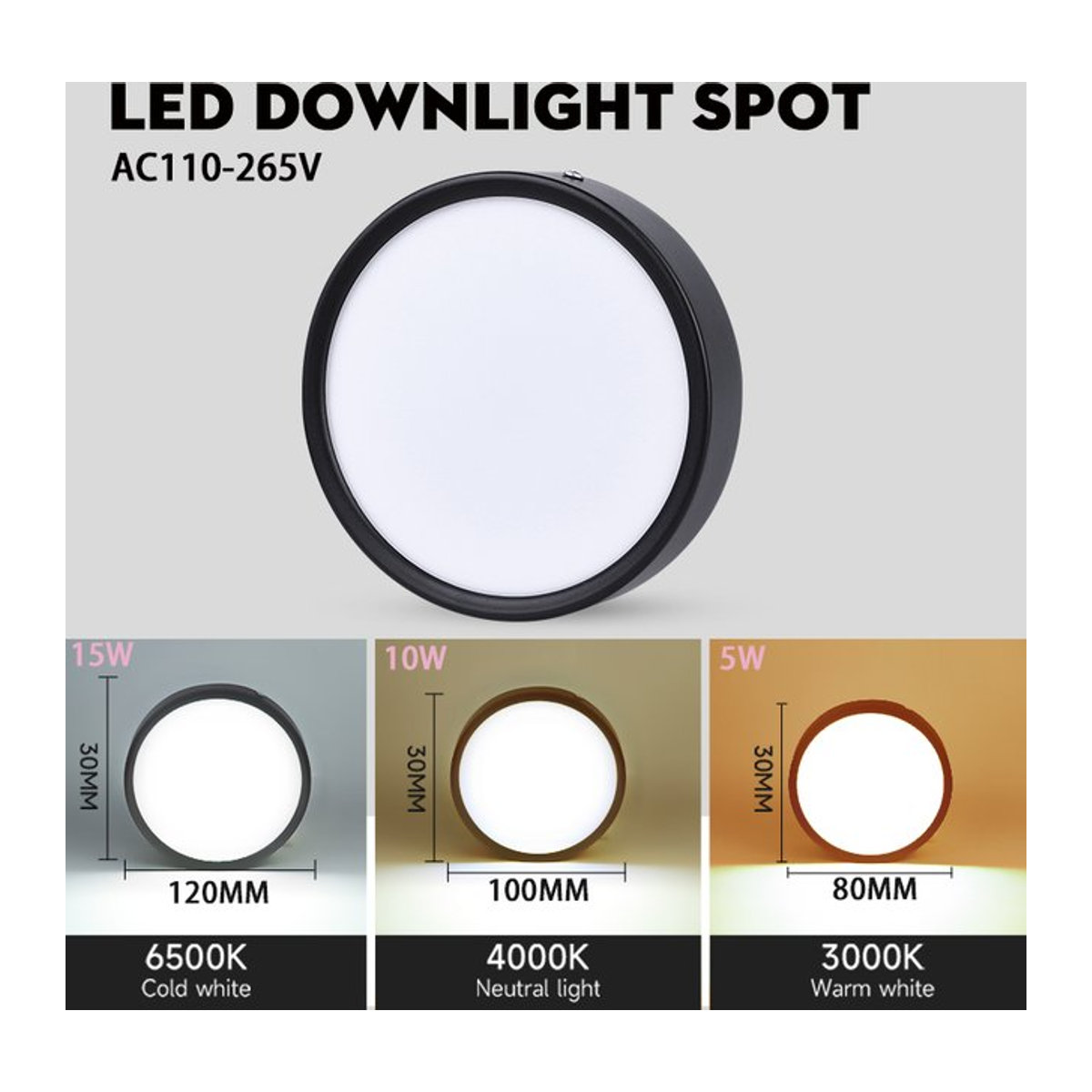 LANGYUE LED-Deckenleuchte Schwarz, minimalistischer LED-Deckenspot aus Aluminium mit 25 W - Bild 1
