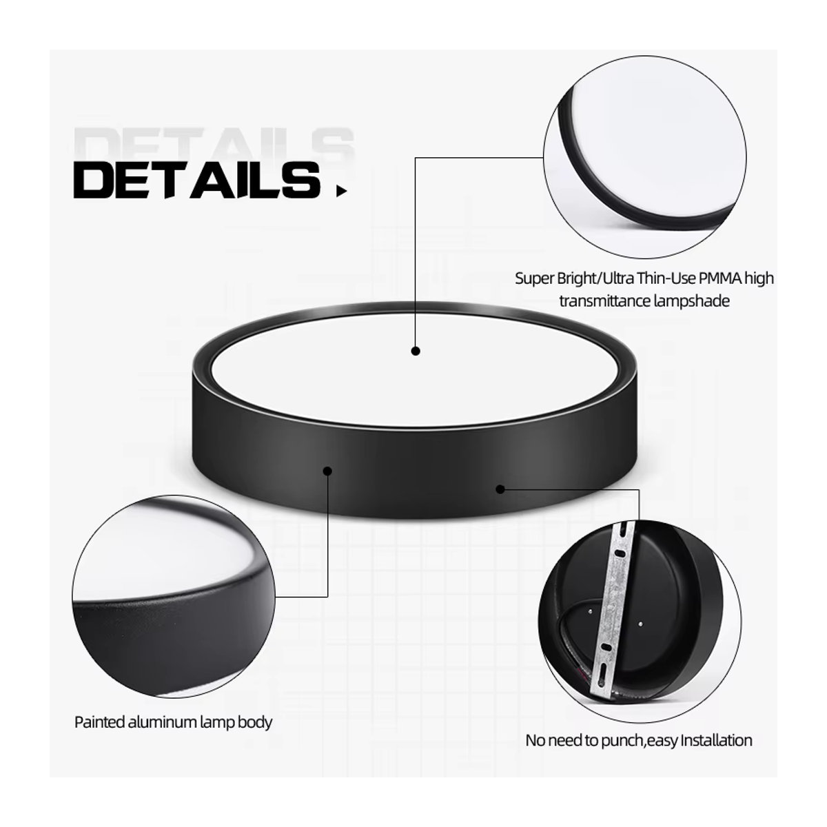 LANGYUE LED-Deckenleuchte Schwarz, minimalistischer LED-Deckenspot aus Aluminium mit 25 W - Bild 3