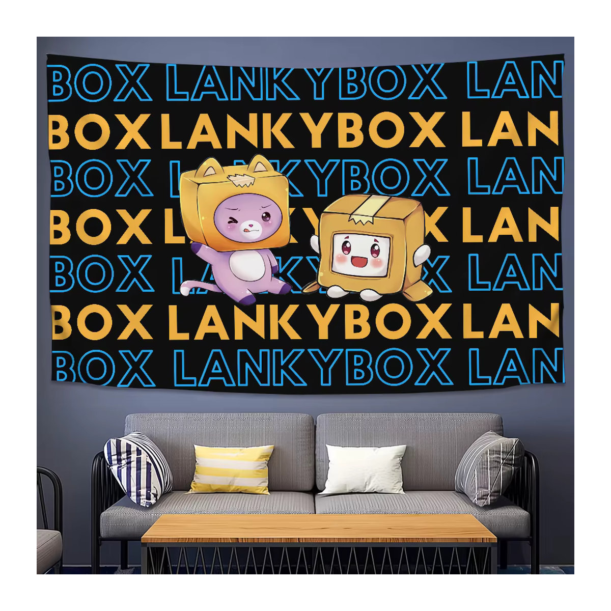 Lankybox Cartoon Wandtapisserie Schwarz Rechteckig B/H: 70 x 70 cm - Bild 3
