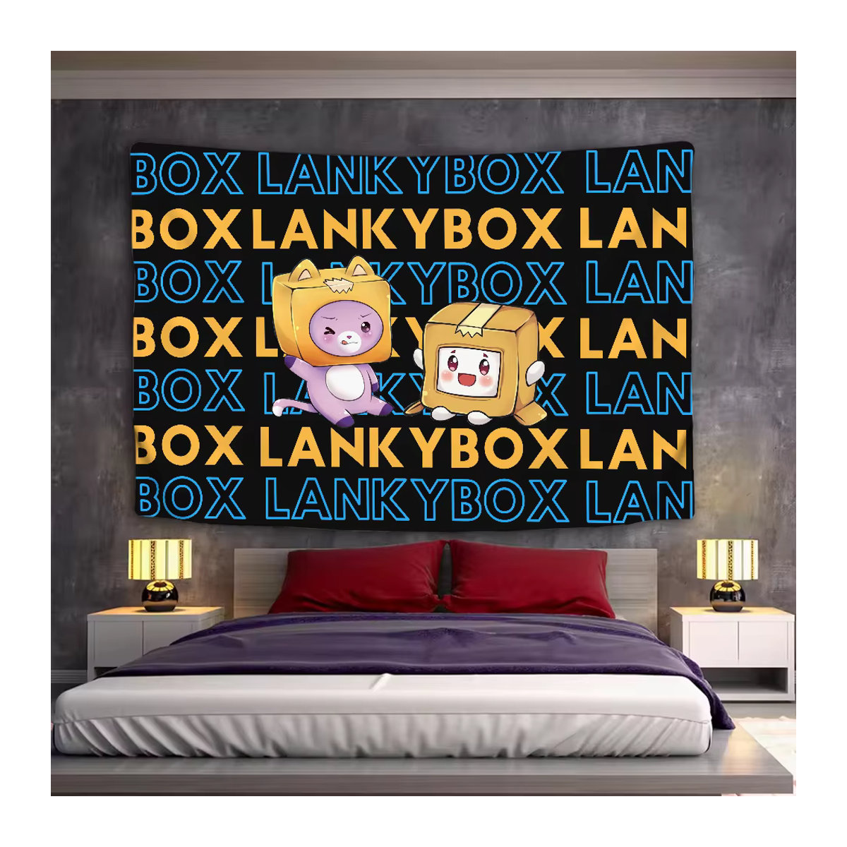 Lankybox Cartoon Wandtapisserie Schwarz Rechteckig B/H: 70 x 70 cm - Bild 5