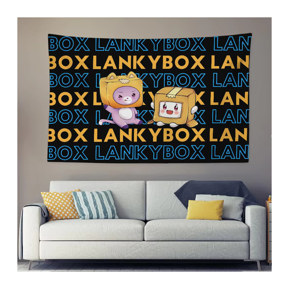 Lankybox Cartoon Wandtapisserie Schwarz Rechteckig B/H: 70 x 70 cm - Bild 6