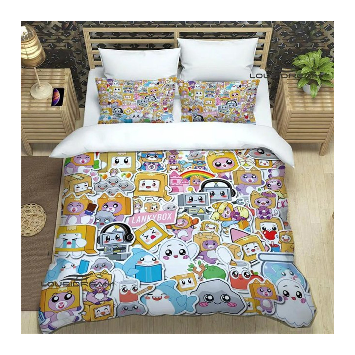 Lankybox Foxy Boxy Bettwäscheset mit bedrucktem Design, mehrfarbig, B/H: 140 x 210 cm - Bild 1