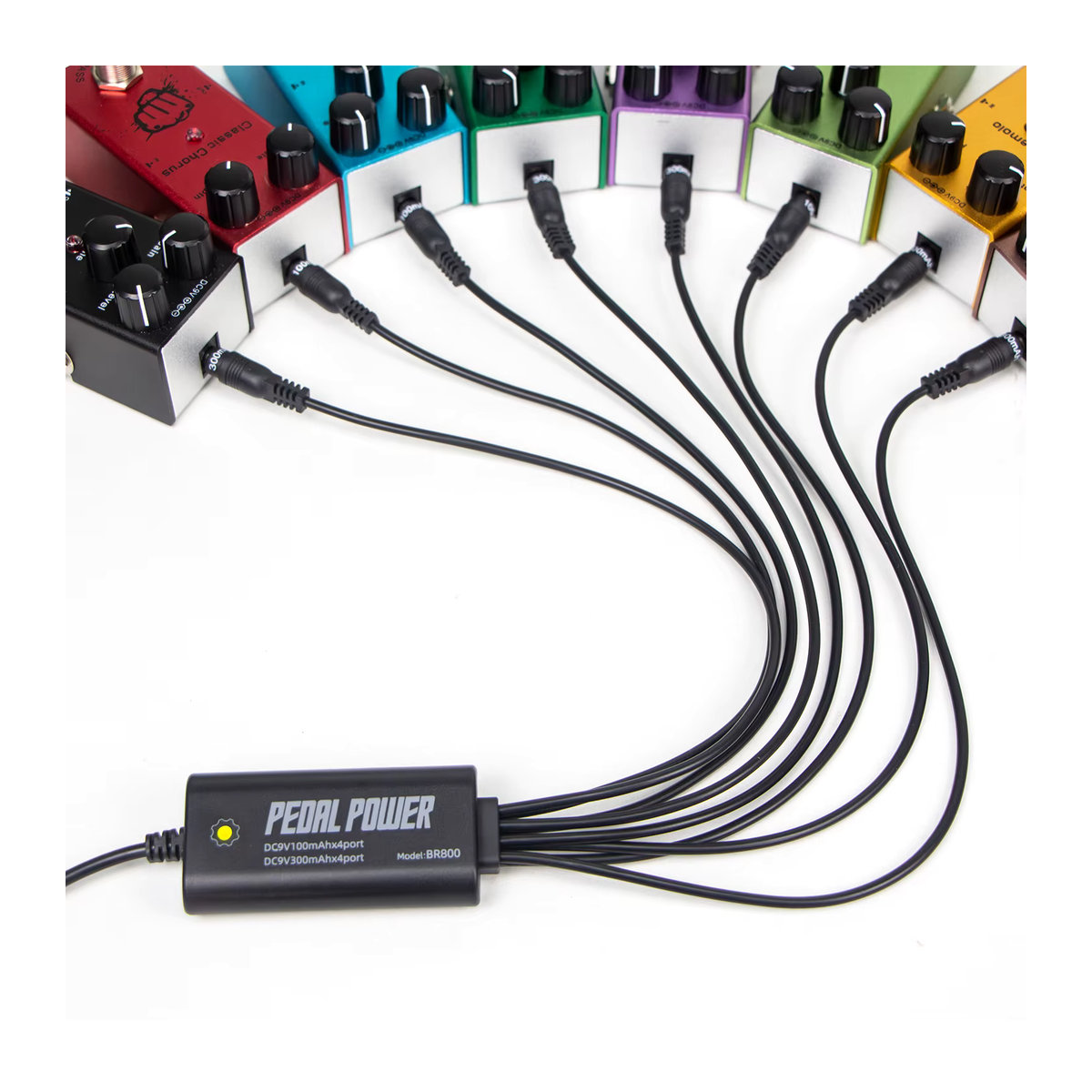 Lanlison Gitarrenpedal-Netzteil in Schwarz mit 8 isolierten DC-Ausgängen und USB-Eingang für 9-V-Effektpedalboards - Bild 4