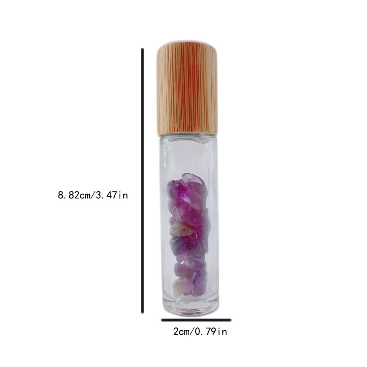 LANYUNER Set mit 4 Edelstein-Rollon-Flaschen aus Glas mit Bambusdeckel, Rosenquarz, Amethyst und Fluorit in Rosa, Lila und Grün - Bild 1