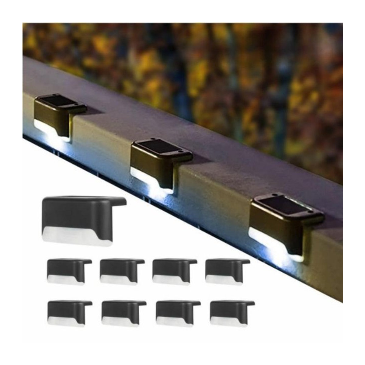 Lanzhong Solar LED Wegeleuchten Set aus 6 Stück, Wasserdichte Solar-Gartenleuchten für Terrasse und Treppe, Kaltweiß, IP65, Minimalistisches Design - Bild 1
