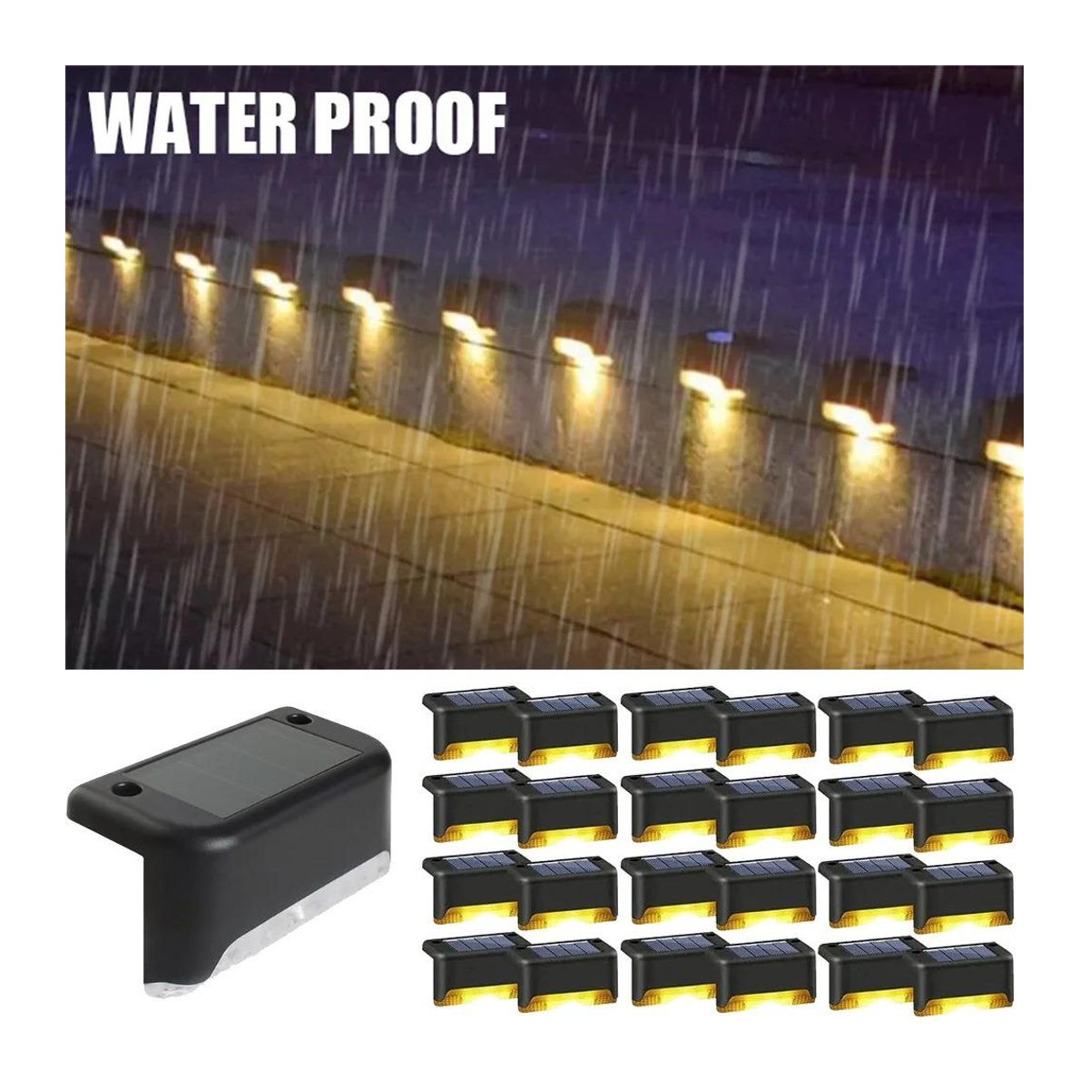 Lanzhong Solar LED Wegeleuchten Set aus 6 Stück, Wasserdichte Solar-Gartenleuchten für Terrasse und Treppe, Kaltweiß, IP65, Minimalistisches Design - Bild 2