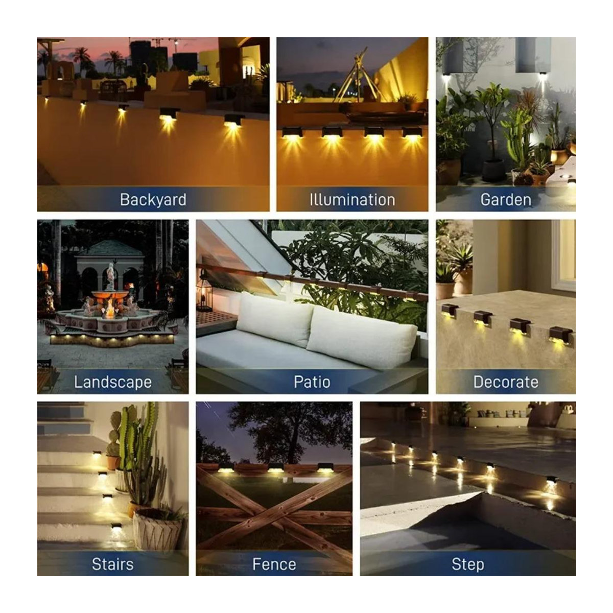 Lanzhong Solar LED Wegeleuchten Set aus 6 Stück, Wasserdichte Solar-Gartenleuchten für Terrasse und Treppe, Kaltweiß, IP65, Minimalistisches Design - Bild 3