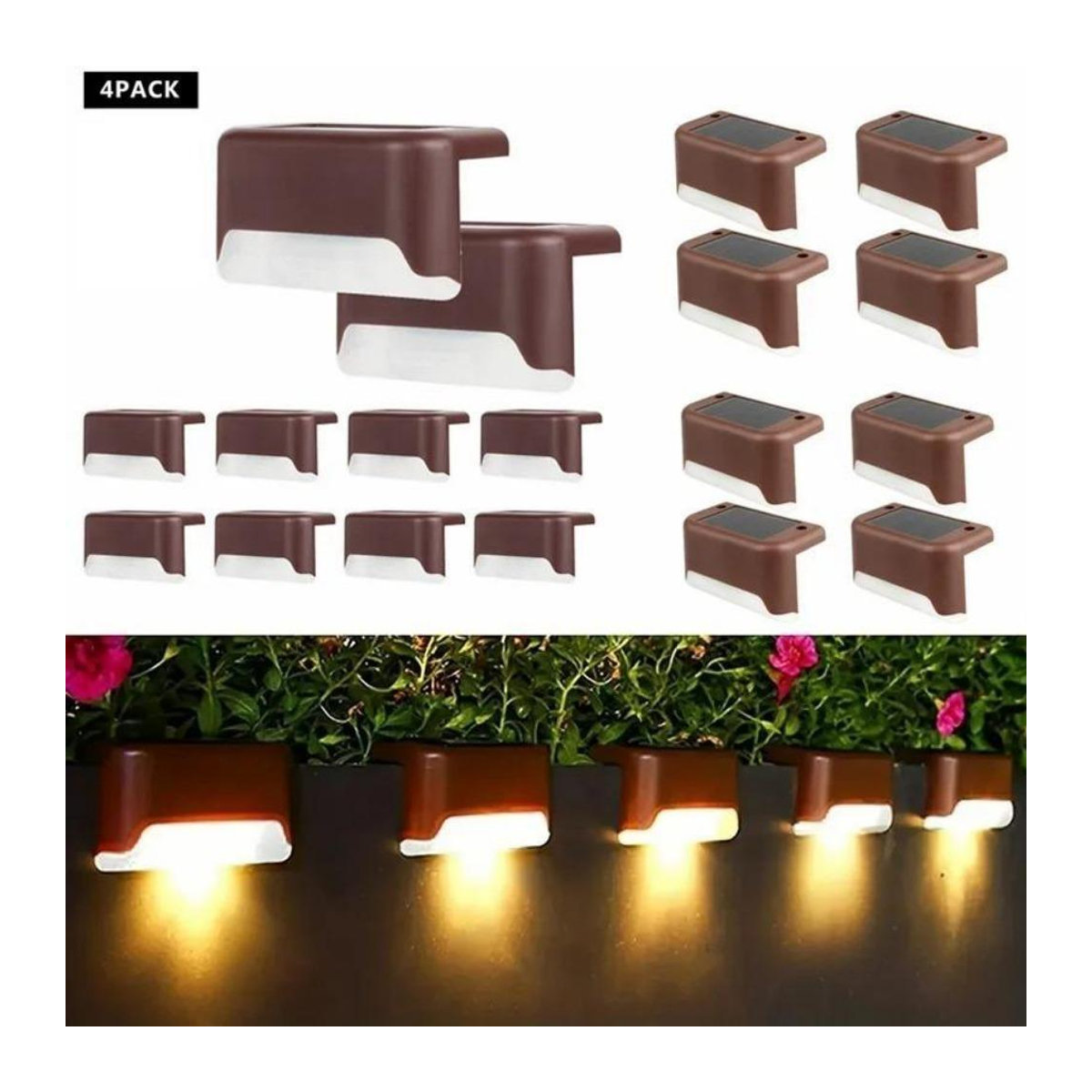 Lanzhong Solar LED Wegeleuchten Set aus 6 Stück, Wasserdichte Solar-Gartenleuchten für Terrasse und Treppe, Kaltweiß, IP65, Minimalistisches Design - Bild 5