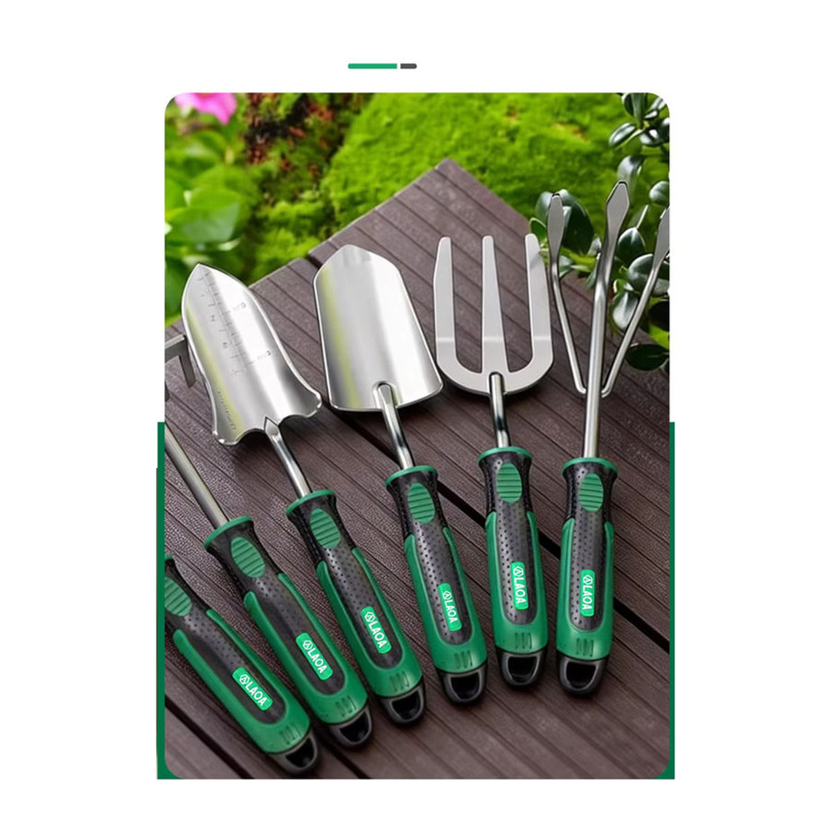 LAOA Gartenschaufel aus Edelstahl in Grün für Topfpflanzen und Gartenarbeit - Bild 5