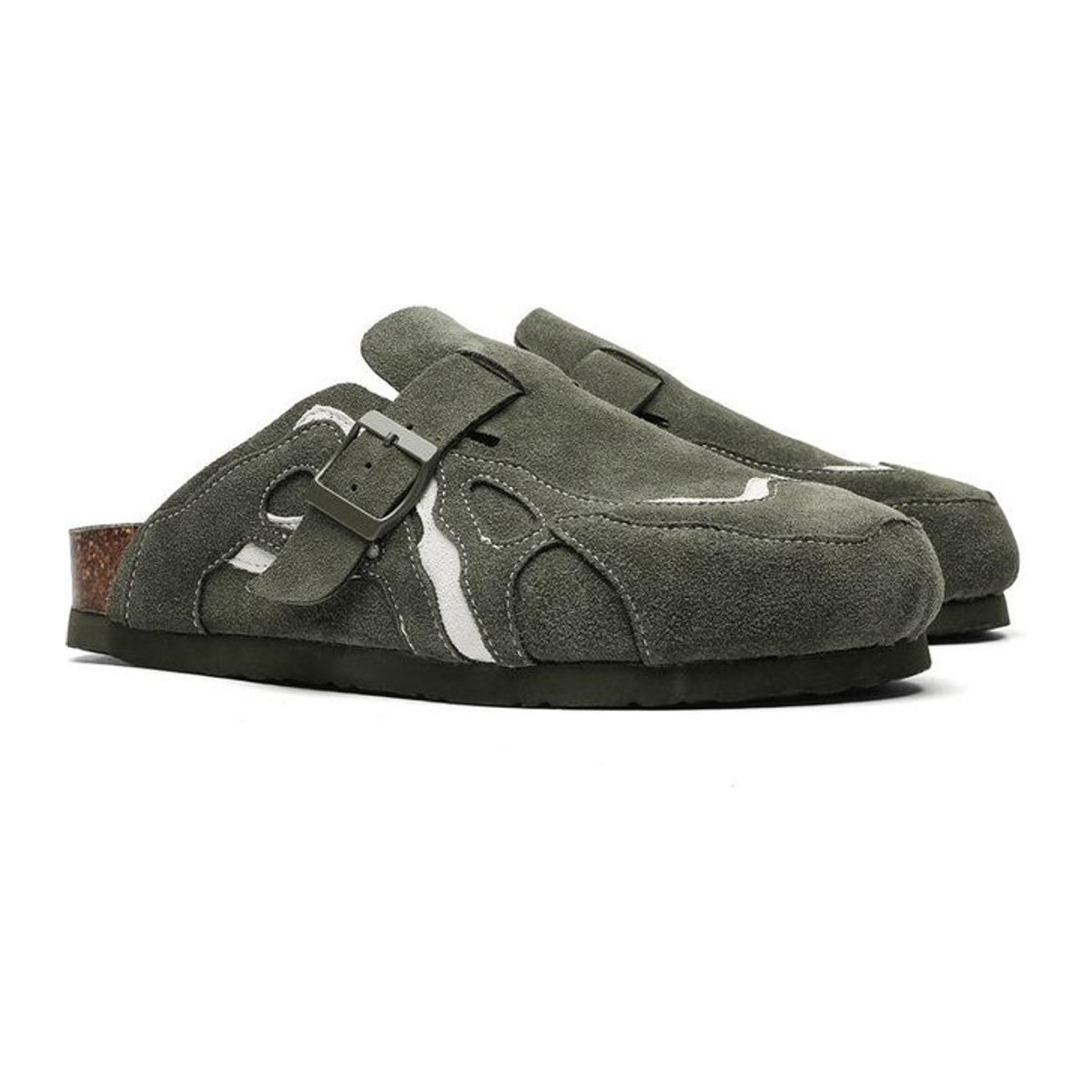 LAOHU Kork Pantoletten Clogs im Retro-Design für Herren und Damen, Farbe: Grün - Bild 1