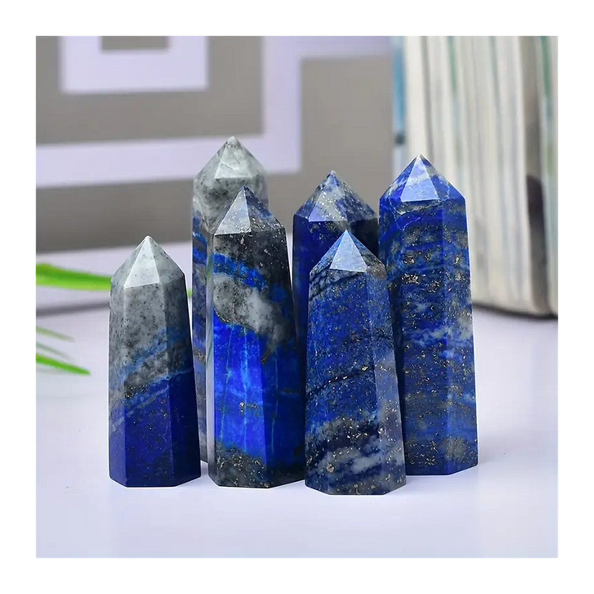 Lapis Lazuli Kristall Säule von STONE BROTHERS in Blau, Sechseckiges Mineral Ornament zur Dekoration - Bild 1