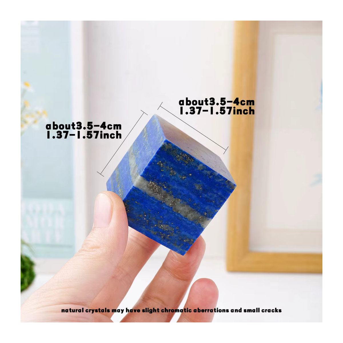 Lapis Lazuli Naturkristall als geometrisches Würfel-Ornament in Blau zur Dekoration für dein Zuhause oder den Schreibtisch - Bild 3