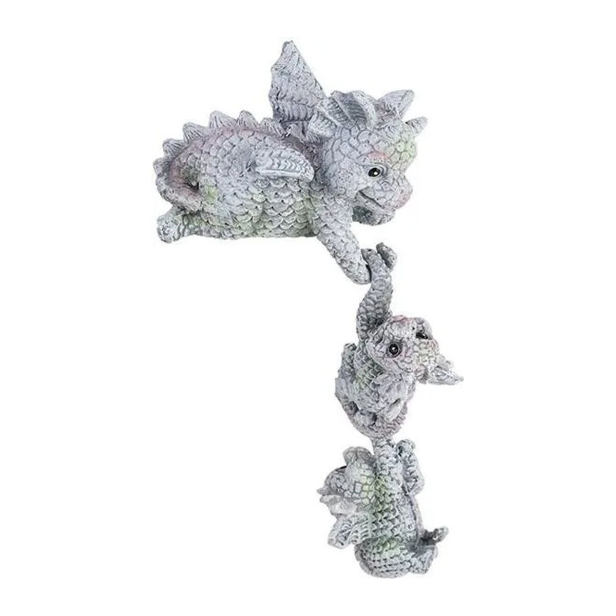 LarchNook Mutter und Kind Drache Gartenfigur aus Kunstharz in Grau - Bild 1