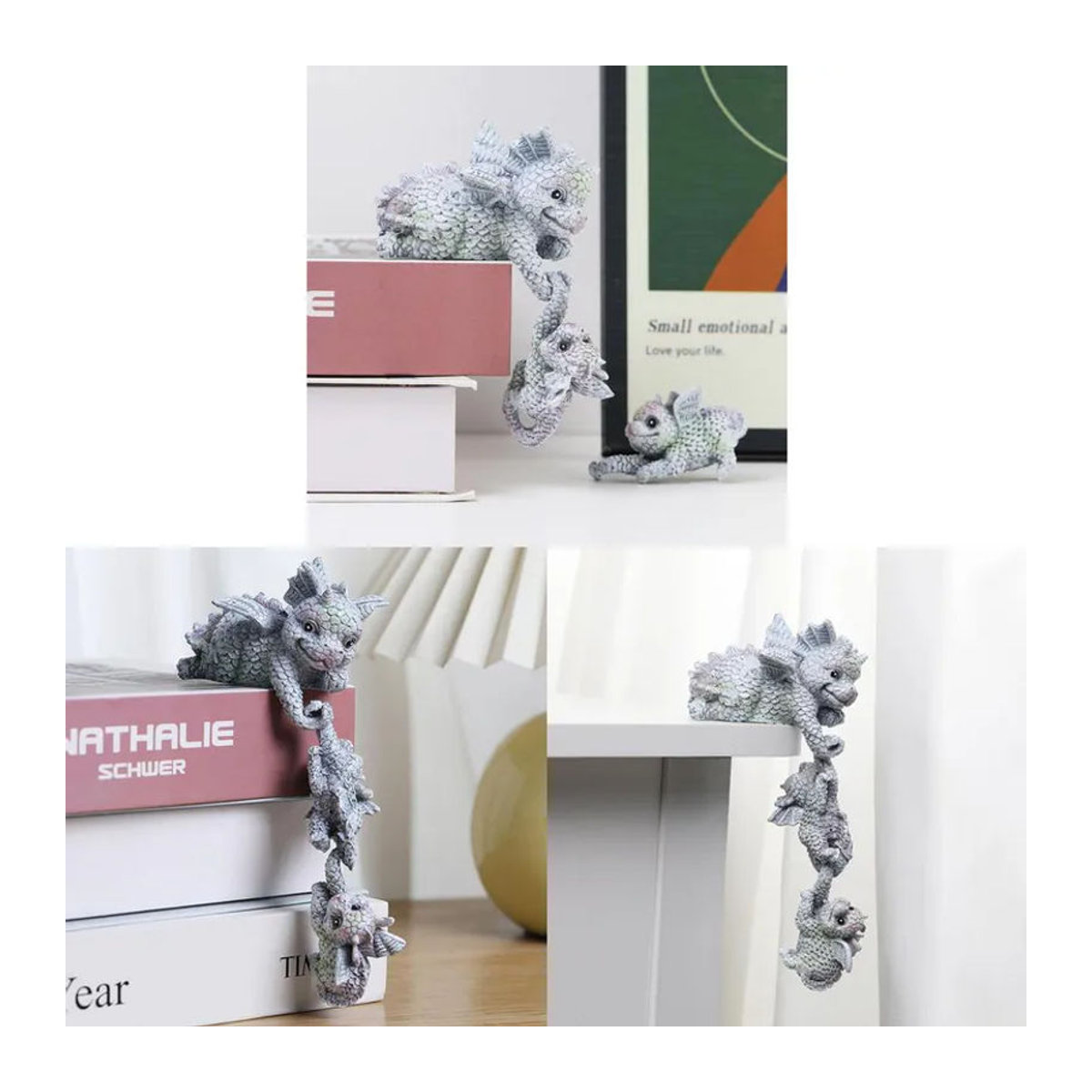LarchNook Mutter und Kind Drache Gartenfigur aus Kunstharz in Grau - Bild 3