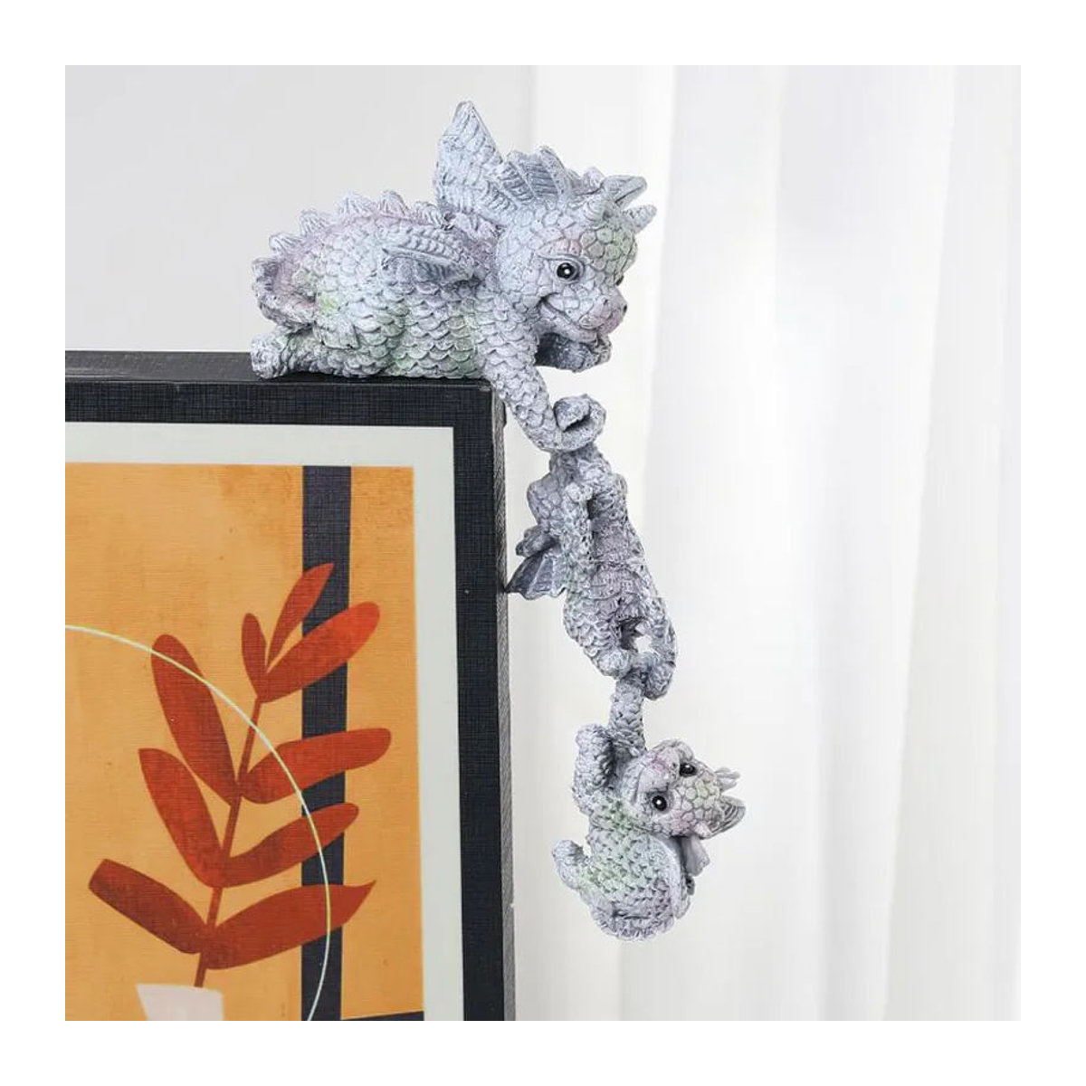 LarchNook Mutter und Kind Drache Gartenfigur aus Kunstharz in Grau - Bild 4