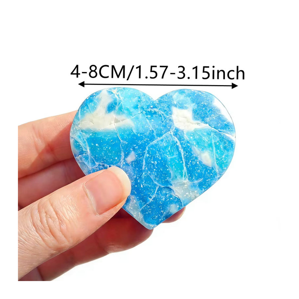 Larimar Stein in Herzform von CrystalHola blau-weiß marmoriert als Dekoration und Sammlerstück - Bild 1