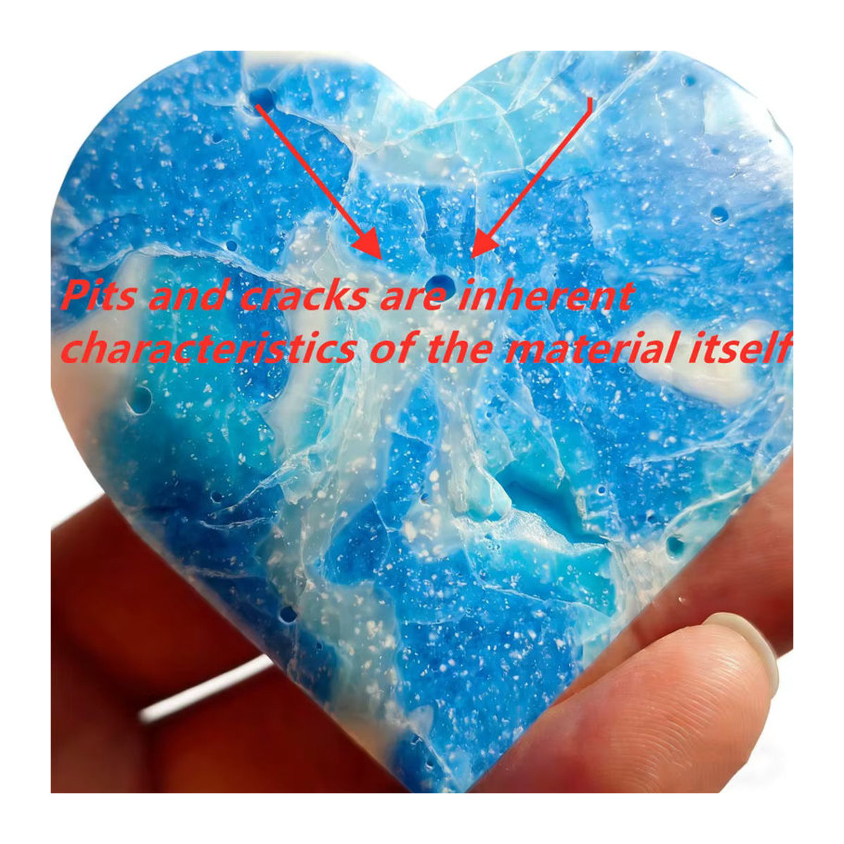 Larimar Stein in Herzform von CrystalHola blau-weiß marmoriert als Dekoration und Sammlerstück - Bild 3