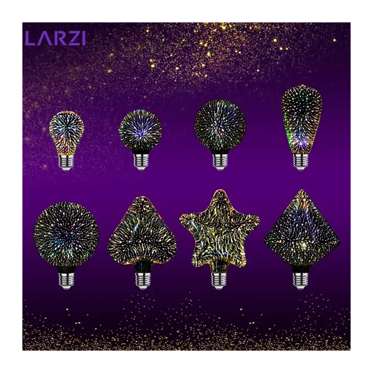 LARZI 3D LED Stern Glühbirne E27 Vintage Edison Retro Sternenhimmel Lampe aus buntem Glas - Bild 1