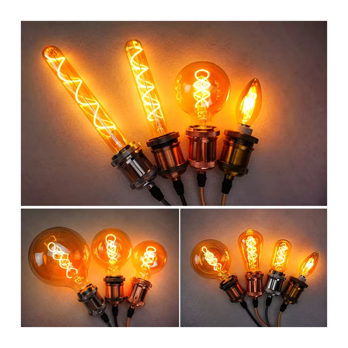 LARZI LED Retro Vintage Glühlampe Spirale dimmbar Warmweiß Glas E14 E27 4W - Bild 3