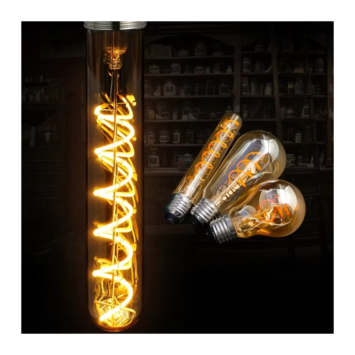 LARZI LED Retro Vintage Glühlampe Spirale dimmbar Warmweiß Glas E14 E27 4W - Bild 4