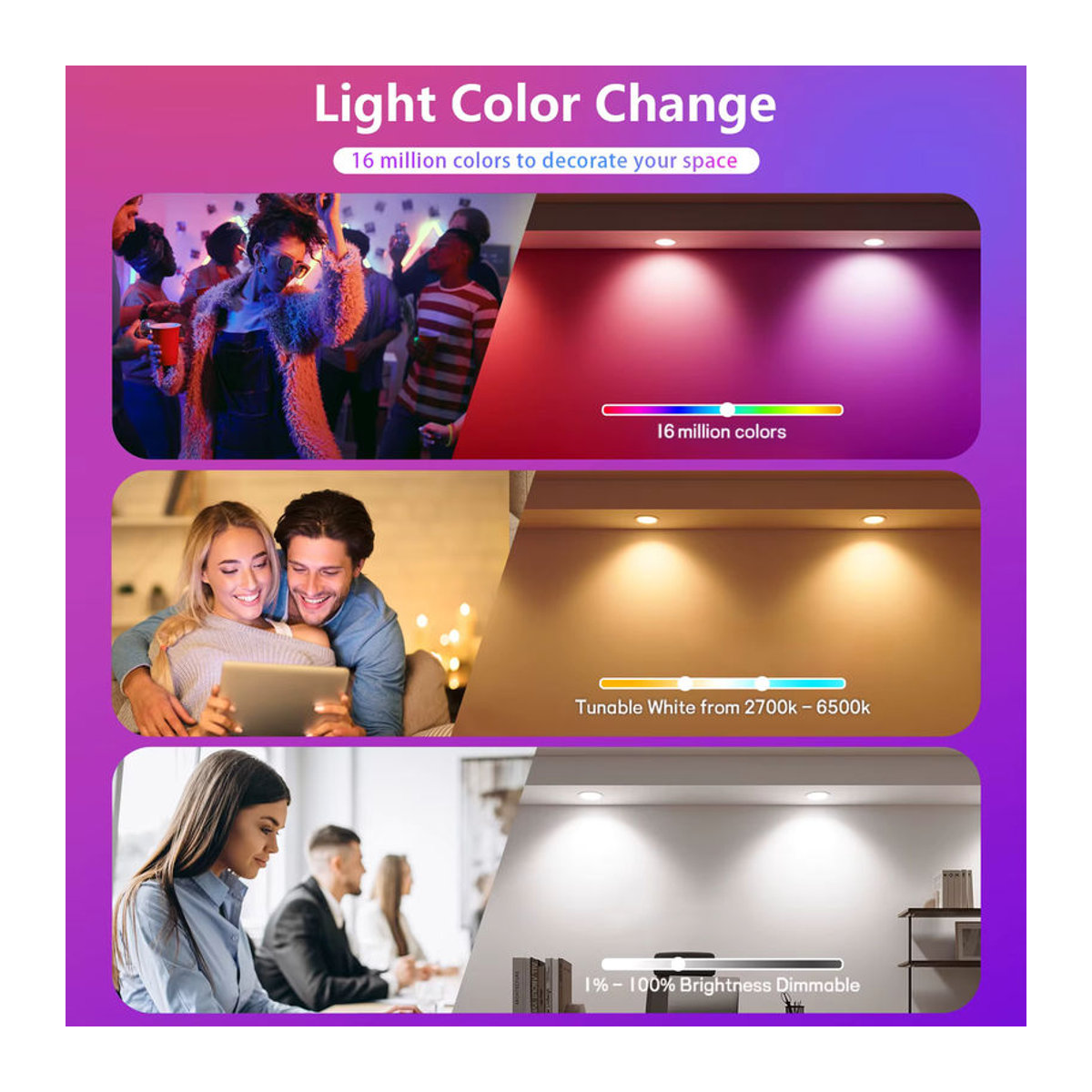 LARZI WiFi Smart LED Einbaustrahler RGB Dimmbar 5W mit Sprachsteuerung für Alexa und Google Home in Weiß und Bunt - Bild 2