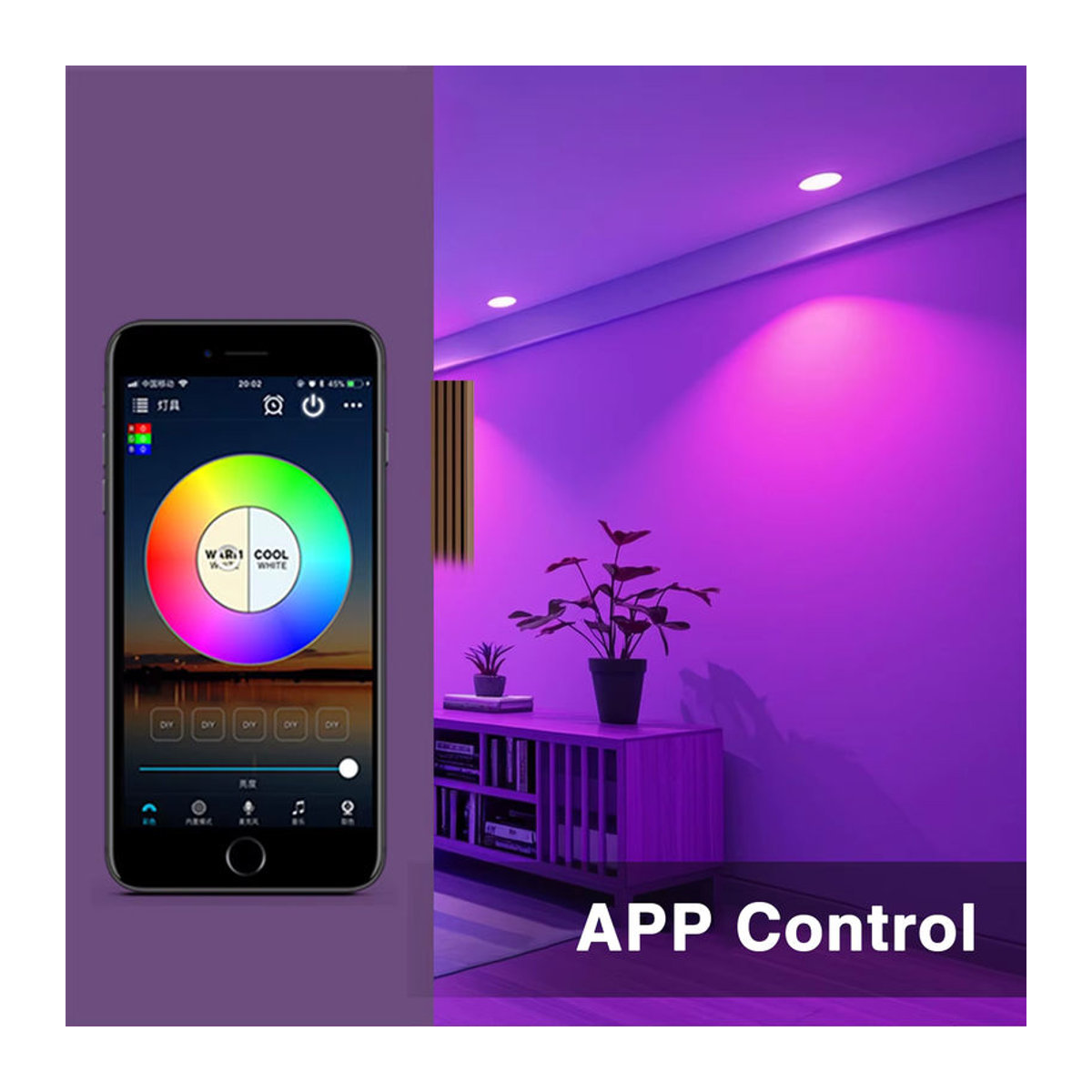 LARZI WiFi Smart LED Einbaustrahler RGB Dimmbar 5W mit Sprachsteuerung für Alexa und Google Home in Weiß und Bunt - Bild 3