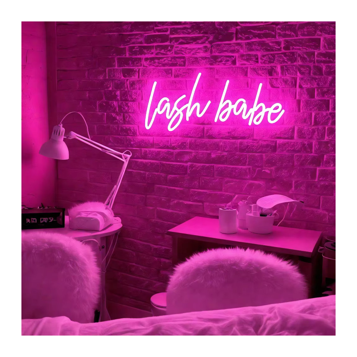 Lash Babe Neon LED Schild in Warmweiß zur Wanddekoration für Beauty Salon und Schlafzimmer - Bild 2