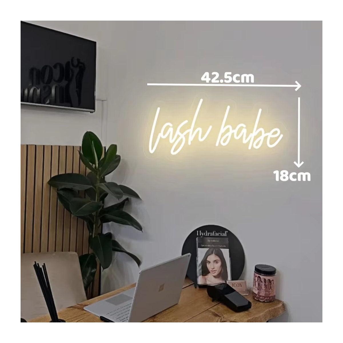 Lash Babe Neon LED Schild in Warmweiß zur Wanddekoration für Beauty Salon und Schlafzimmer - Bild 3
