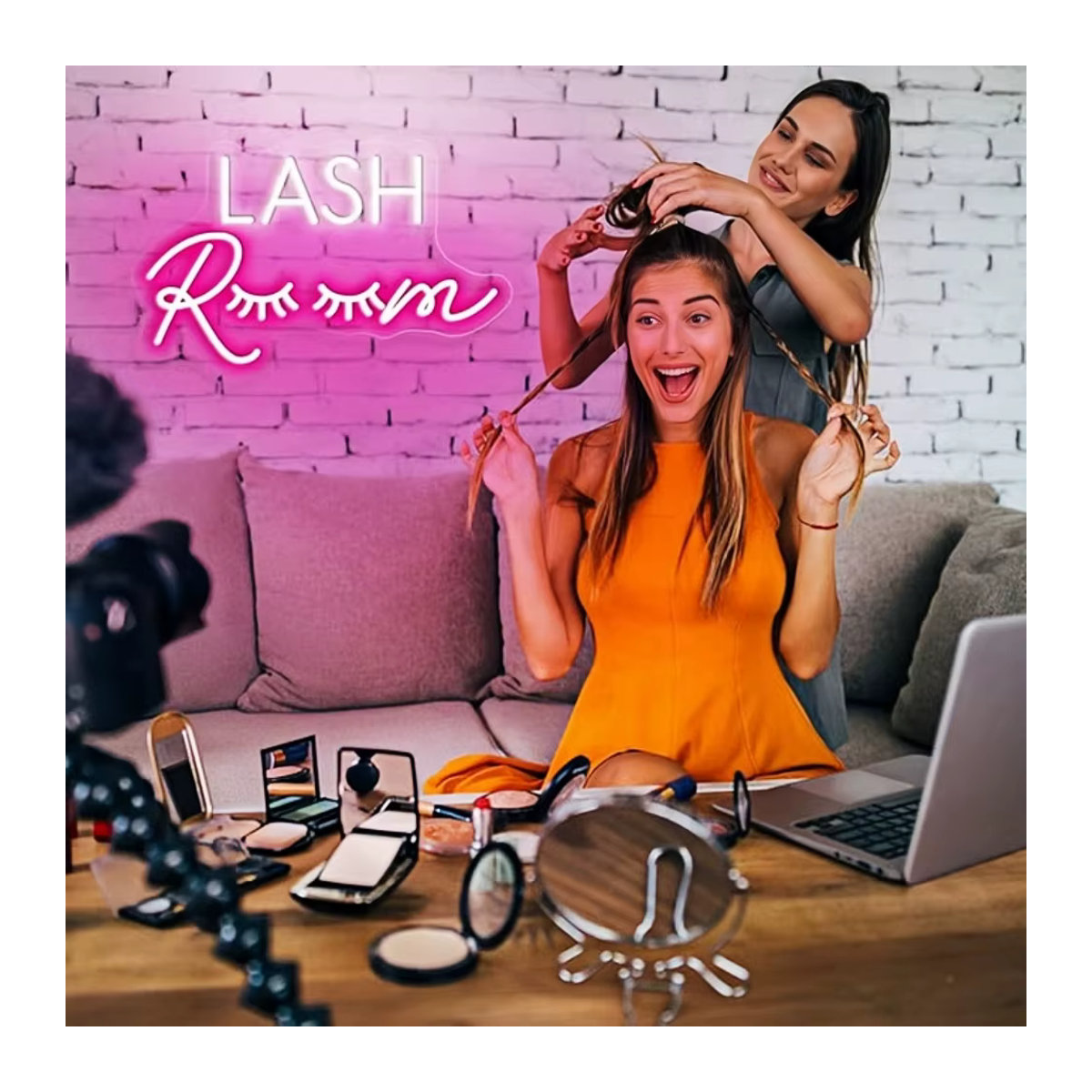 Lash Room Neon-Schild Rosa LED-Wanddekoration für Beauty- und Make-up-Räume mit USB-Anschluss - Bild 4
