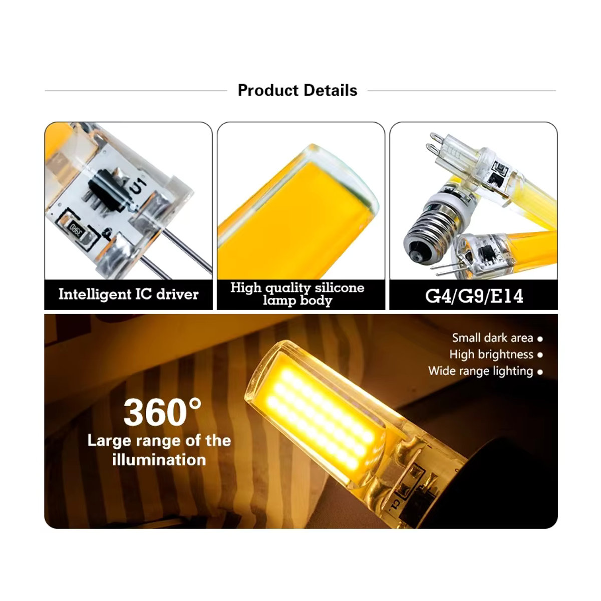LATTUSO G4 LED Lampe COB Silikon für Kronleuchter in Warmweiß oder Kaltweiß - Bild 2