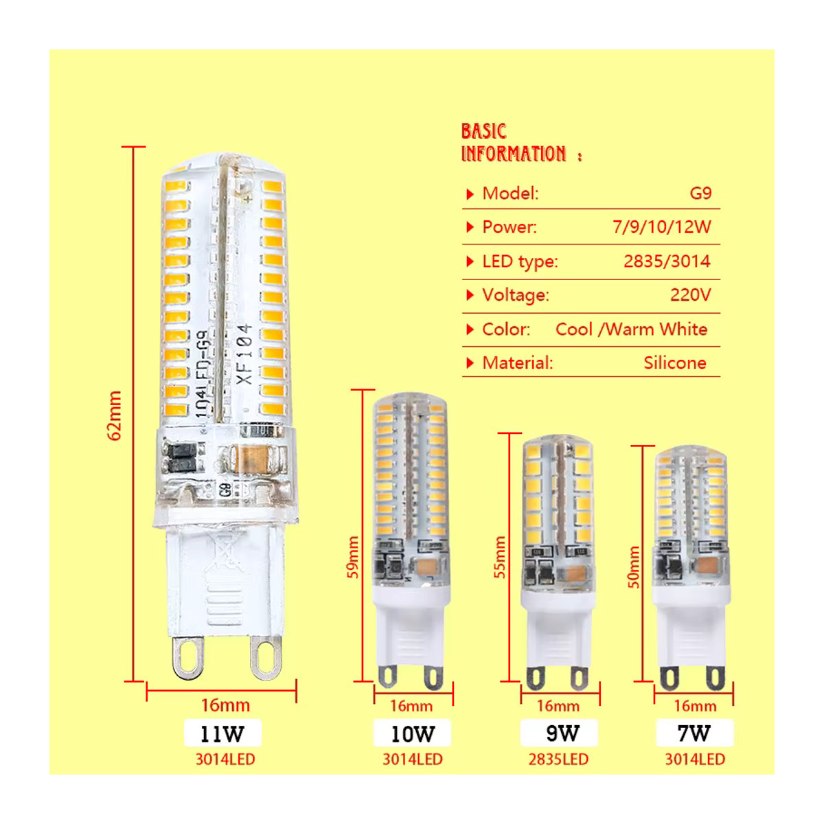 LATTUSO G9 LED Lampe SMD 2835 3014 AC 220V Ersatz für 30W bis 40W Halogen in Kaltweiß oder Warmweiß - Bild 2