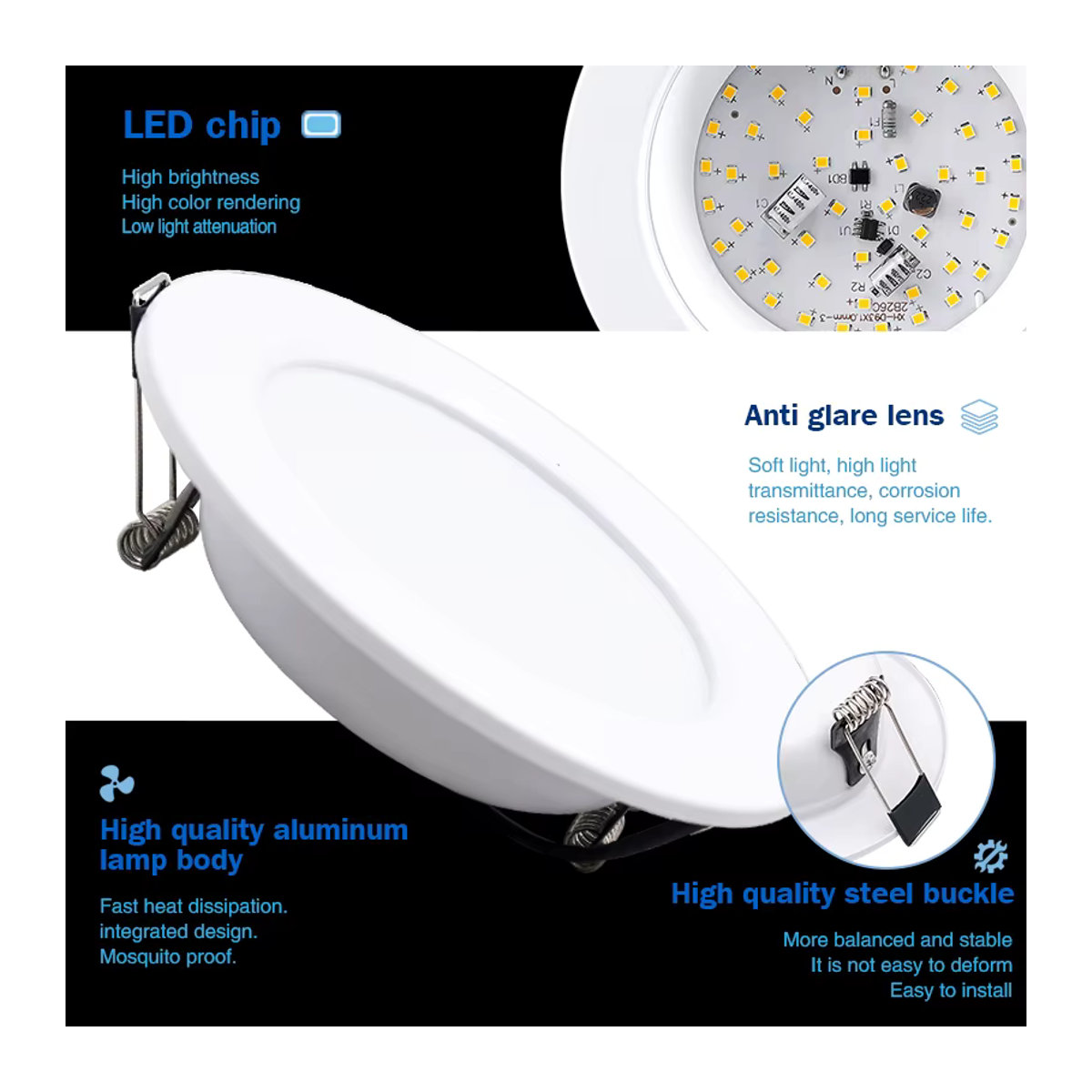 LATTUSO LED Einbaustrahler aus Aluminium in Weiß, minimalistisches LED Downlight Panel für Innenräume - Bild 2