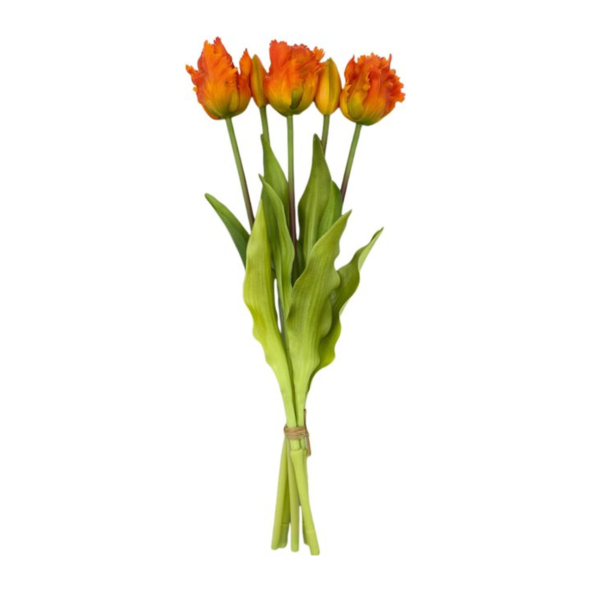 LaurelChow Set aus 5 künstlichen Silikon-Tulpen in Rot und Orange, Real Touch Bouquet, Höhe: 40 cm - Bild 1