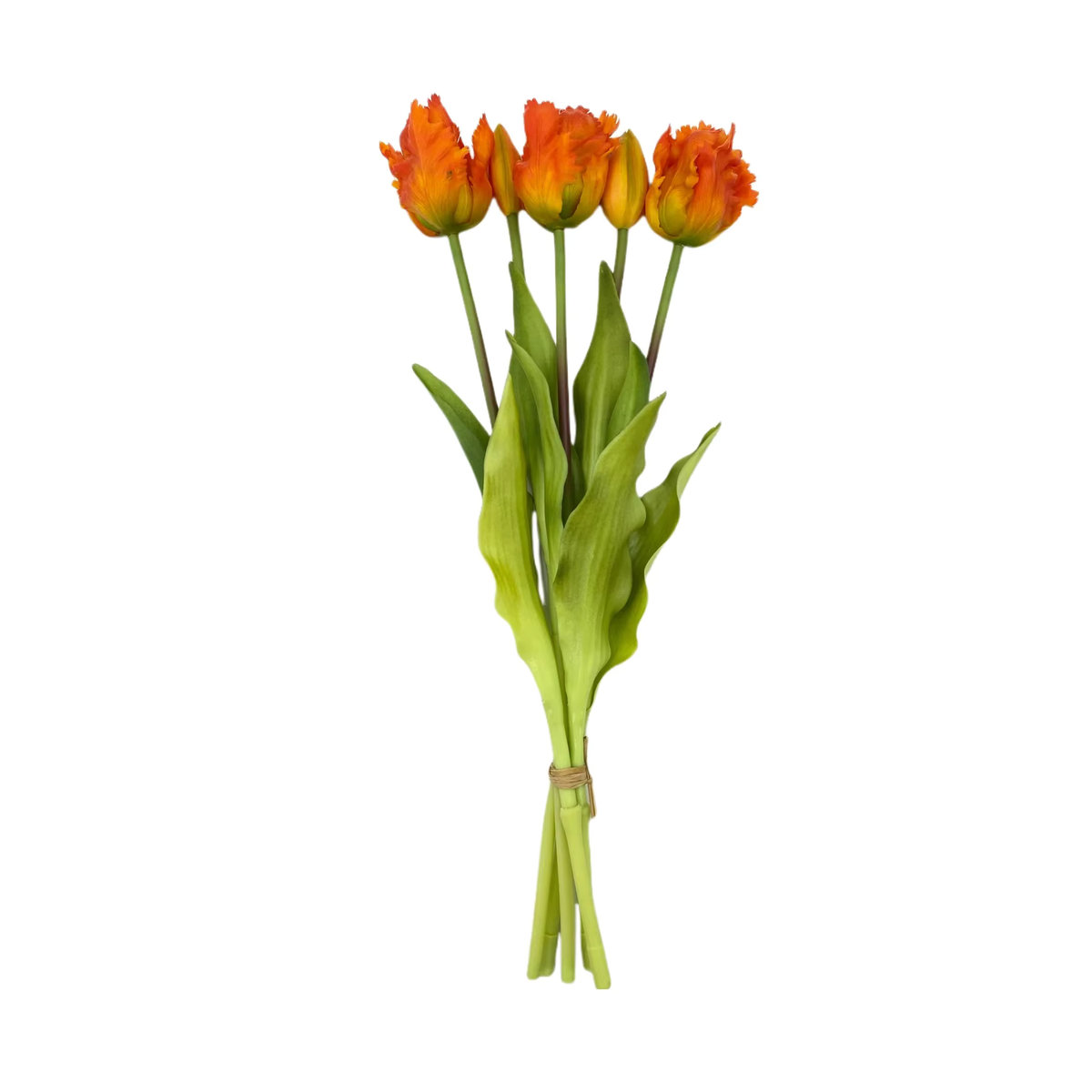LaurelChow Set aus 5 künstlichen Silikon-Tulpen in Rot und Orange, Real Touch Bouquet, Höhe: 40 cm - Bild 5