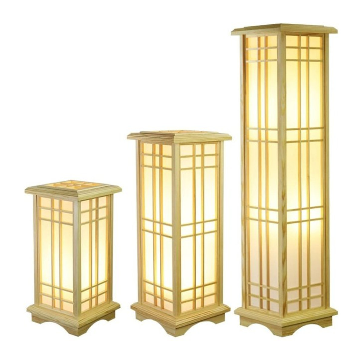 Lava Ball Moderne Japanische Stehlampe im Tatami-Stil aus Holz mit E27 Fassung in Natur - Bild 1