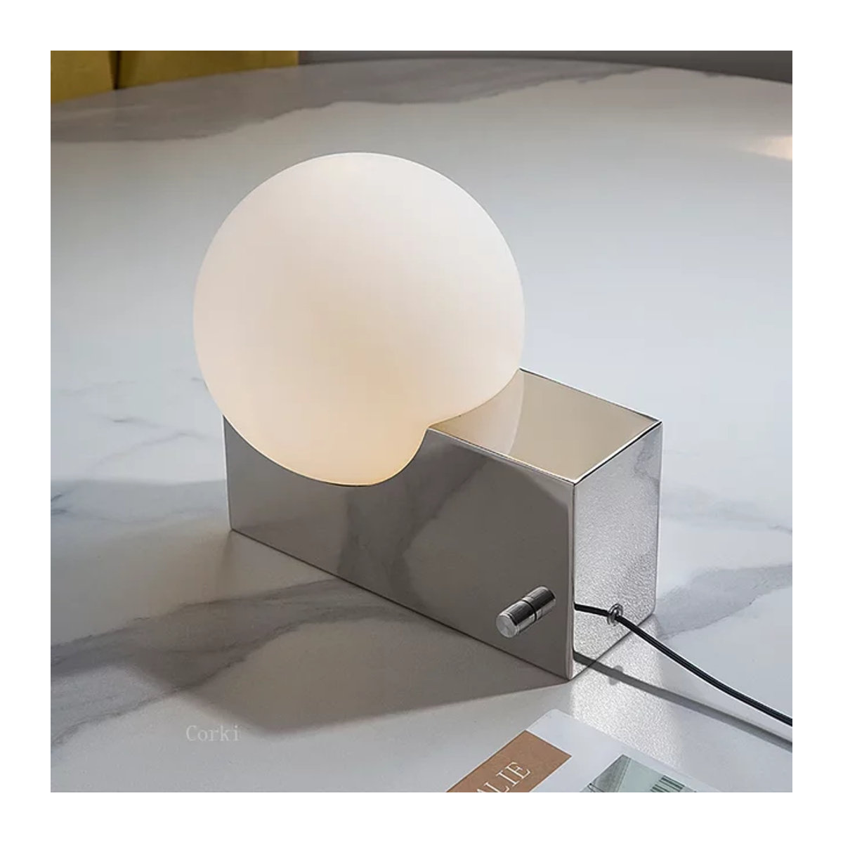 Lava Corki Dimmbare LED Tischlampe im Skandinavischen Design aus Glas in Silber - Bild 1