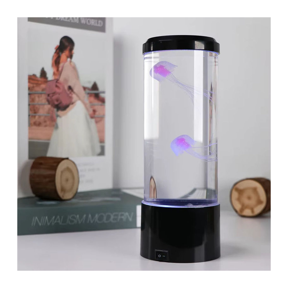 LAZZ HARR LED Quallenlampe mit 7 wechselbaren Farben als moderne Nachttischlampe in Schwarz und Bunt, USB- und batteriebetrieben - Bild 2