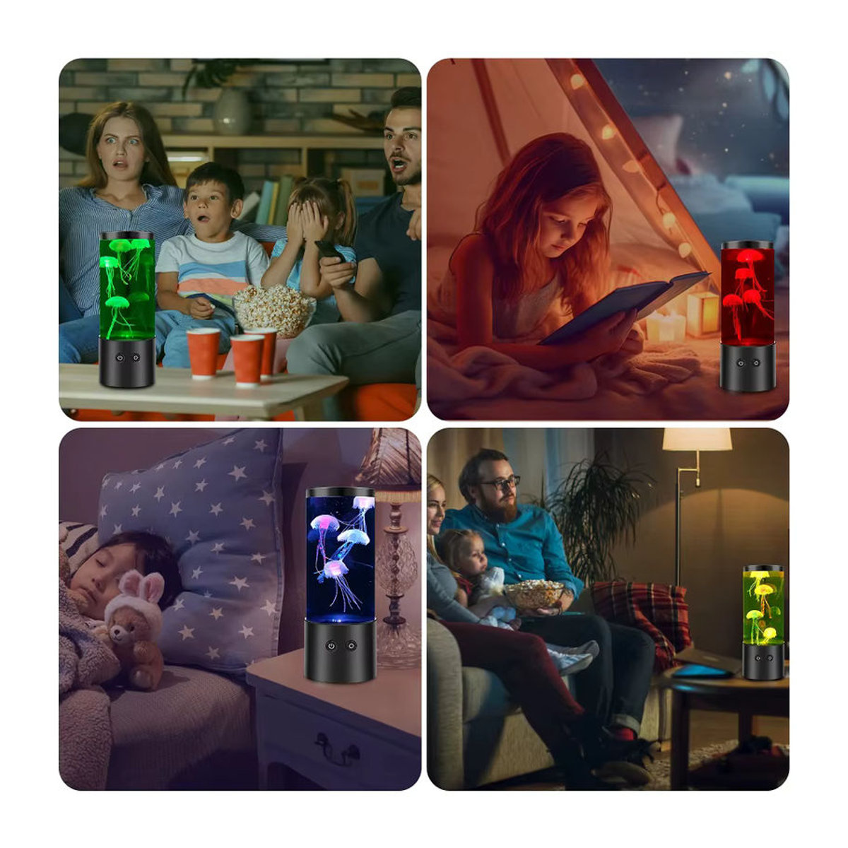 LAZZ HARR LED Quallenlampe mit 7 wechselbaren Farben als moderne Nachttischlampe in Schwarz und Bunt, USB- und batteriebetrieben - Bild 3