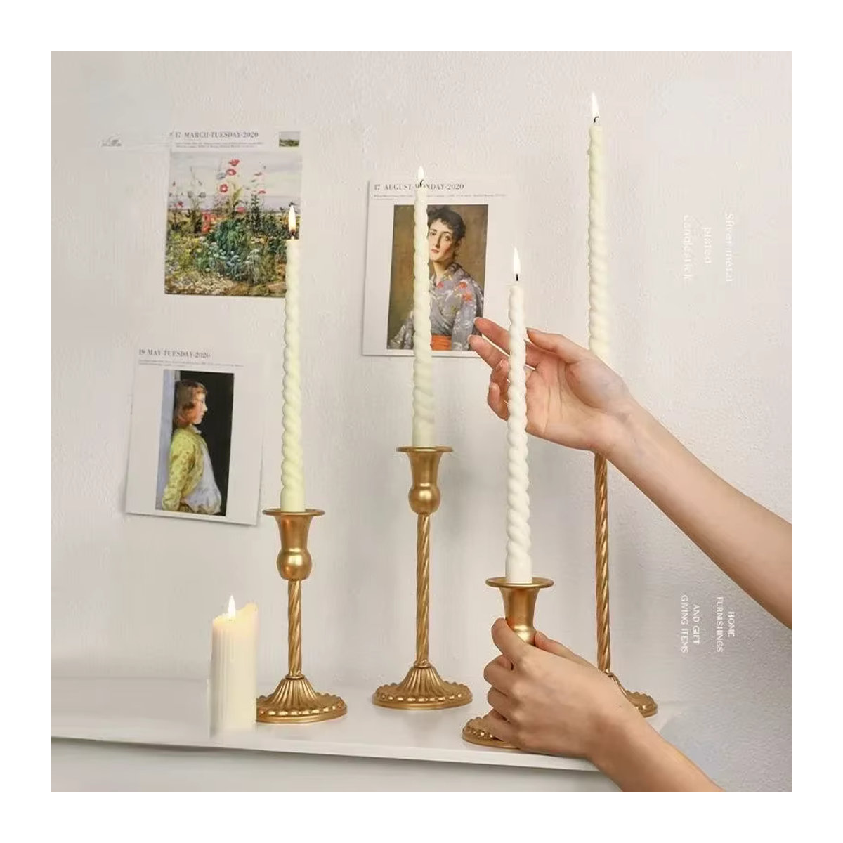 Lazzy house Retro Gold Spirale Kerzenhalter aus Metall für Tafelkerzen als Vintage Deko für Hochzeit und Candlelight Dinner - Bild 2