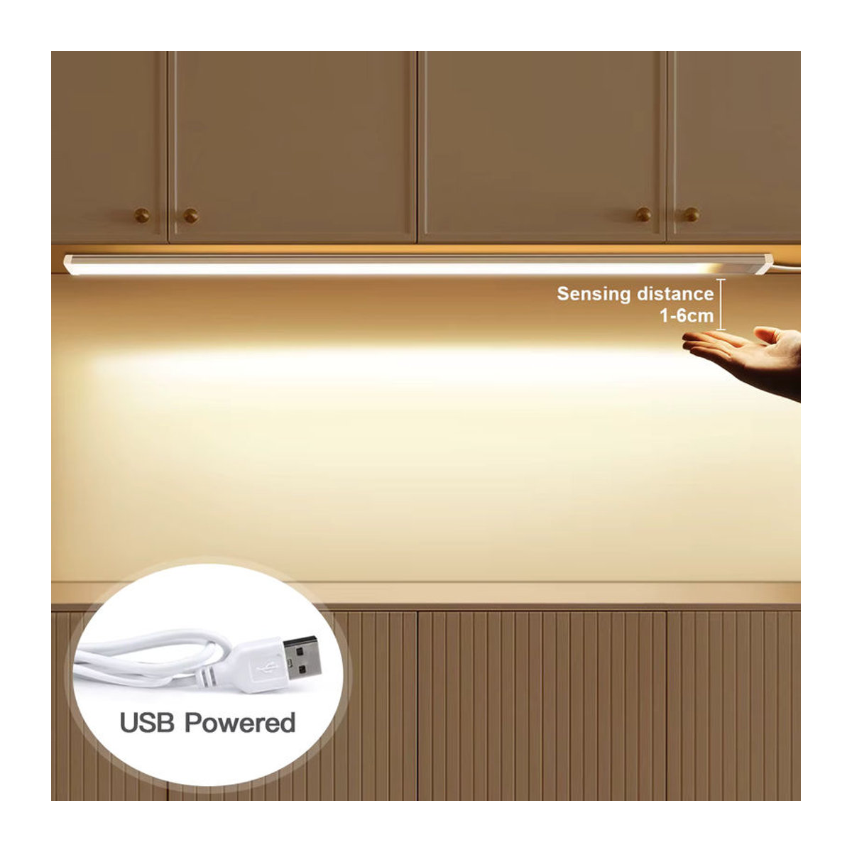 Lcamaw COB LED Nachtlicht mit Hand-Scan und Bewegungssensor, USB-betriebene Schrankbeleuchtung für Küche und Tisch, minimalistisches Design - Bild 4